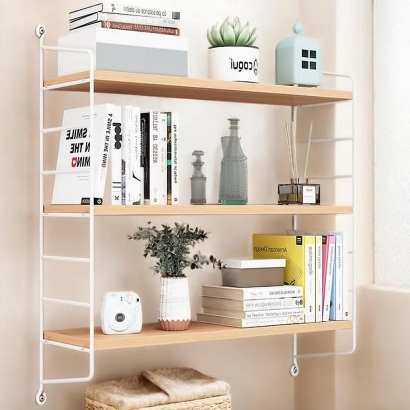 Rakuten - ウォールシェルフ 壁掛け棚 穴を開けない 飾り棚 3段 幅60 高さ調節可能 取り付け簡単 壁を傷つけない ウォールラック 収納 DIY 棚 おしゃれ 北欧 本棚 洗濯機 賃貸 石膏ボード 壁棚