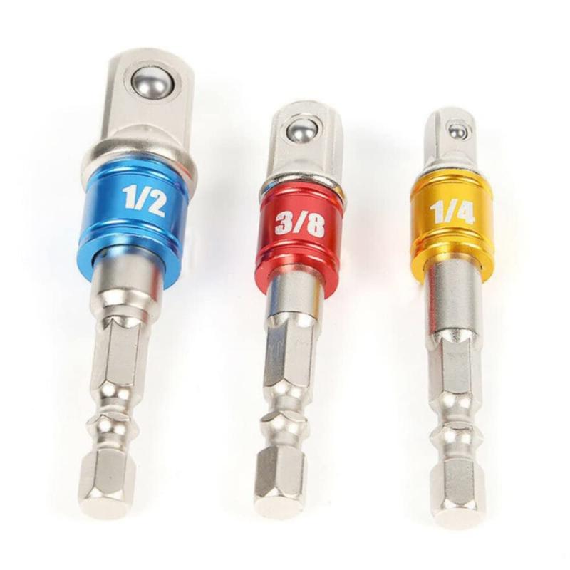 Rakuten - LIKENNY ソケットアダプターセット ソケットビット 電動ドリルソケット 六角ビット セット 差込角 1/4 (6.35mm) 3/8 (9.5mm) 1/2 (12.7mm) 六角ドリルビット インパクト ビット電動ドリル用 3本セット