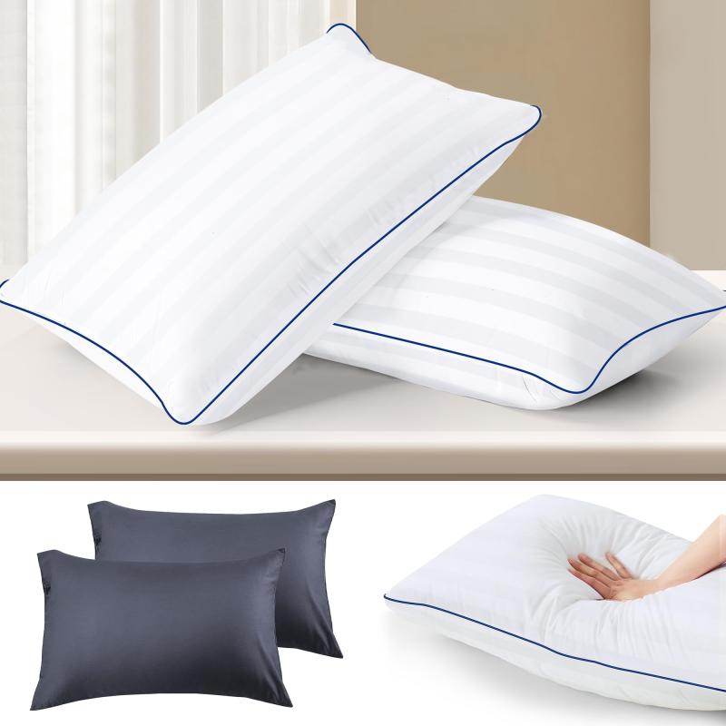 【Amazon ブランド】Bolinker 枕 まくら 綿100% ホテル い ホテルまくら 通気性 高反発枕 丸洗い可能 両面 柔らかい 美しいストライプ模様