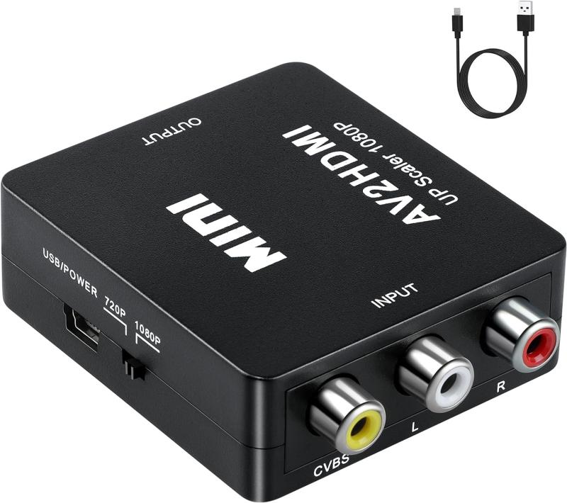 Rakuten - SZJUNXIAO RCA HDMI 変換 コンバーター RCA to HDMI 変換コンバーター コンポジット アダプター RCA入力 HDMI出力 AV2HDMI 音声転送 1080p/720p対応変換 車載モニター対応 USB給電