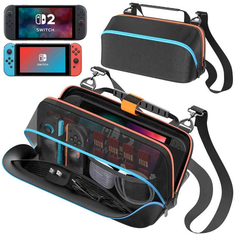 Switch バッグ スイッチ ショルダーバッグ ボディバッグ 斜めがけバッグ 持ち運び キャリーケース 大容量 防水 防汚 防塵 複数のポケット 小物収納可 全面保護 Switch/有機EL/スイッチ 2 周辺機
