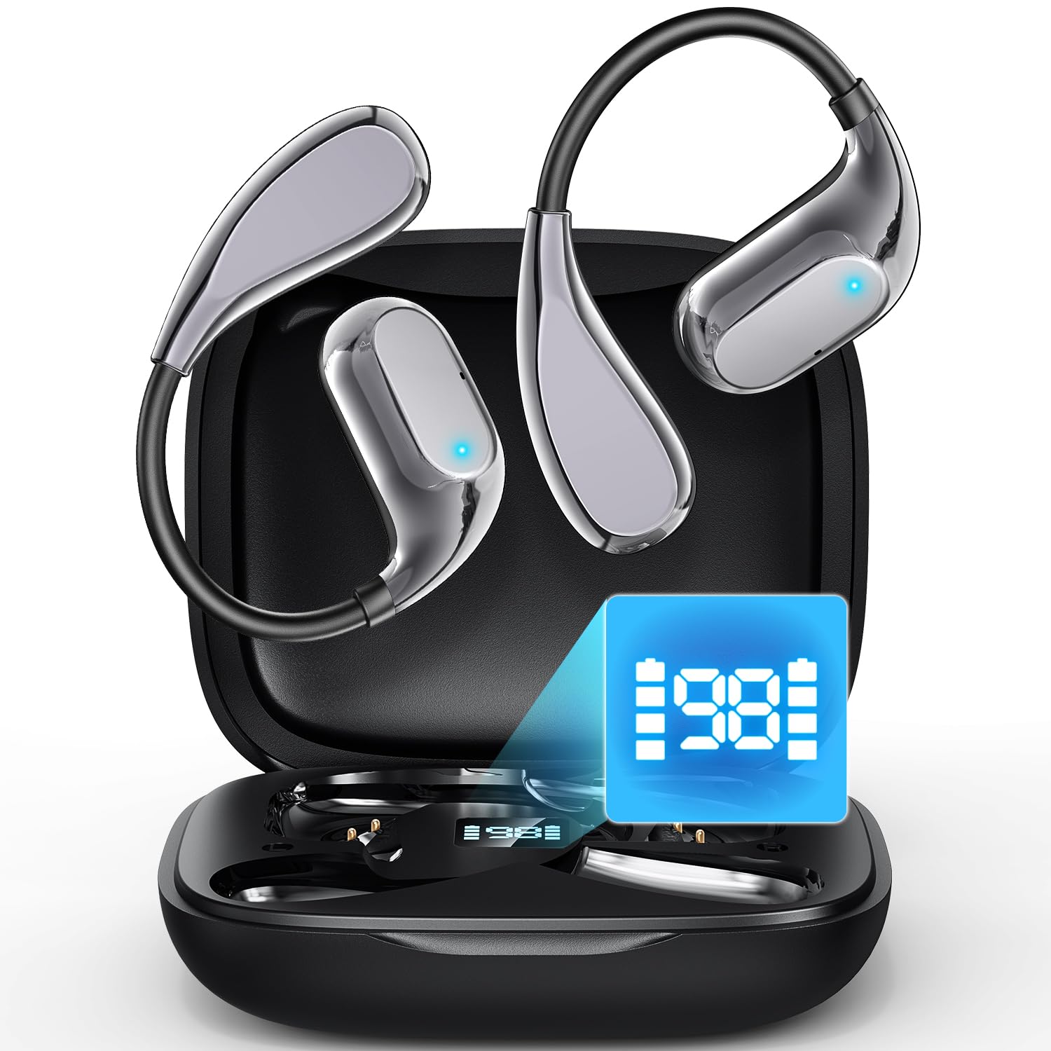 ワイヤレスイヤホン 【装着感ゼロ×音漏れ防止】 イヤホン bluetooth 耳掛け 60時間再生 防水 骨伝導 の革新版 空気伝導 ぶるーとゅーす ワイヤレス オープンイヤー 耳を塞がない ハンズフリー