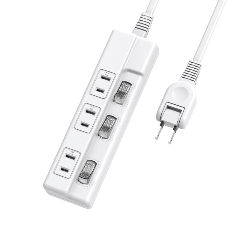 エムサインMscien 延長コード 電源タップ スイッチ付き 雷ガード 壁掛け おしゃれ 卓上 ほこり防止 個別スイッチ コンセント たこあしコンセント タップ 極性対応