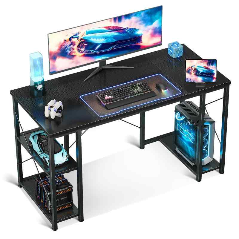 AODK ゲーミングデスク 幅120/140/160cm 両側ラック&CPUスタンド付き gaming desk 左右入れ替え対応 おしゃれ