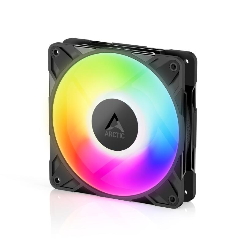 ARCTIC P12 Pro A-RGB - 強力なプレミアムファン、Yケーブルスプリッター付き120mm PWMファン 600-3000rpm、0rpm <5%PWM、5V デジタルRGB、流体ダイナミックベアリング、4ピン - ブラック