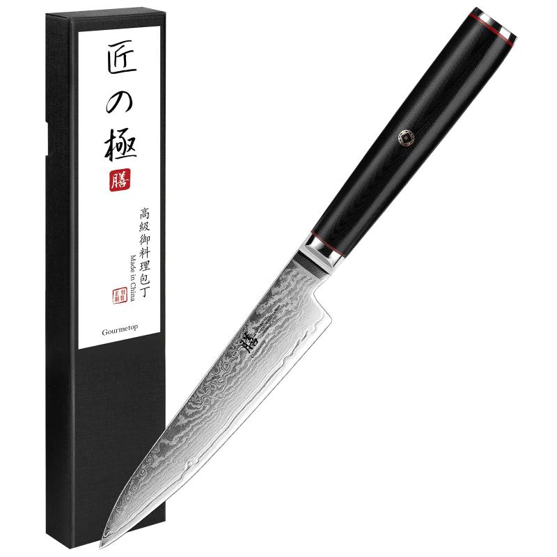 Rakuten - Gourmetop 包丁 ダマスカス 三徳包丁 180mm 粉末鋼 G10柄 硬度高い 錆びにくい よく切れる 長持ちする 家庭用