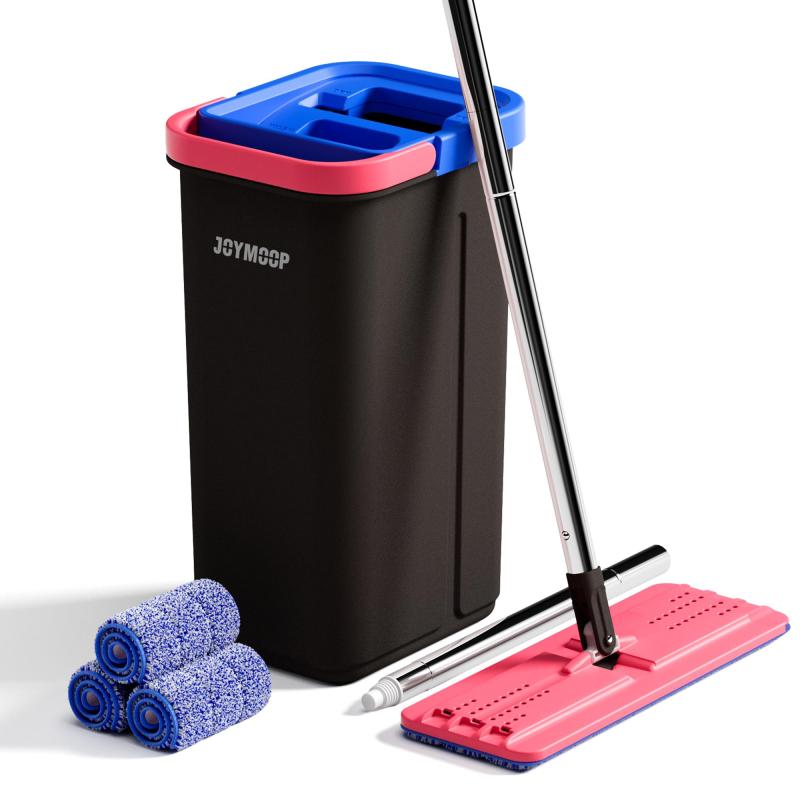 JOYMOOP モップとバケツセット ハンズフリー フラットモップ 絞り器付き 乾湿両用 床掃除用