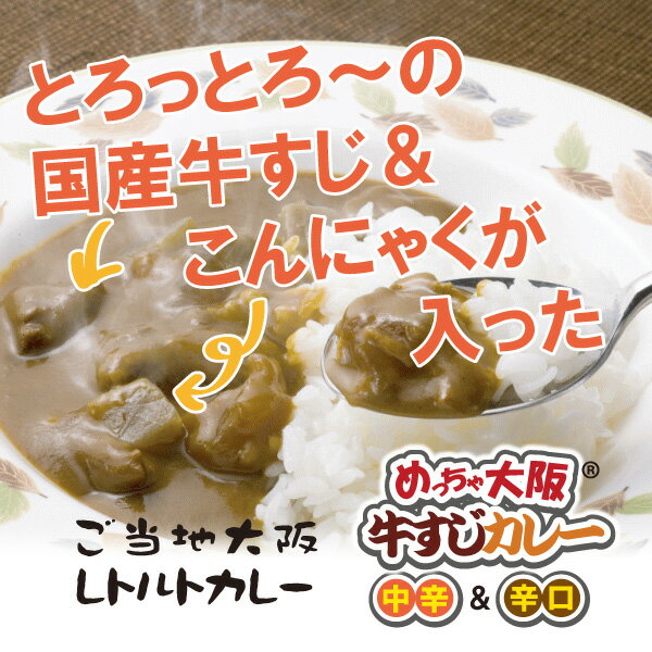 ご当地グルメ めっちゃ大阪 とろっとろの牛すじカレー(2袋)⇒【RCP】【メール便送料込み】【ポッキリ】レトルト