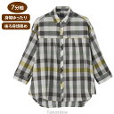 7分袖強撚格子柄シャツブラウス 婦人向け 女性用 レディース 2025年新作 シニア向け 春夏ファッション 春物 夏物 60代 70代 80代 90代