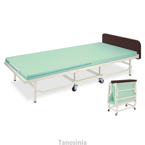 【高田ベッド PLベッド　TB-1182の仕様】■寄宿舎や病室での付き添い用として便利な折りたたみ式簡易ベッド。■通気性の高い5cm間隔メッシュ構造。移動が可能なキャスター付き。●カラー：標準粉体塗装色／アイボリー●マット寸法：幅91cm×...