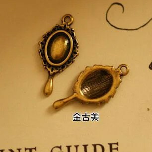 【韓国製】素材アンティーク風・メタルチャーム・デコ・金古美・鏡 【kr7】