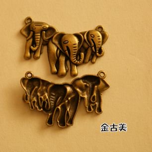 【ハンドメイドパーツ素材】アンティーク風・メタルチャーム・デコ・金古美・象【a9h4p】