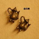 【ハンドメイドパーツ】素材アンティーク風・メタルチャーム・金古美・壺【s204-ga】