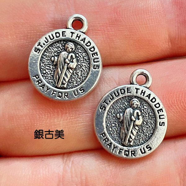 【ハンドメイドパーツ】素材・アンティーク風・メタルチャーム・デコ・銀古美・マリアプレート 【r304】