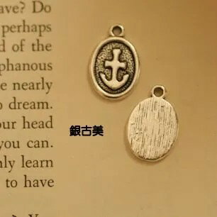 【ハンドメイドパーツ】素材アンティーク風・メタルチャーム・銀古美・錨【y214】