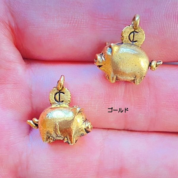 【USA製チャーム】アンティーク風・メタル・デコ・ゴールド・貯金箱 【a2n1p】