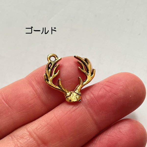 【USA製チャーム】アンティーク風・メタル・デコ・ゴールド・鹿の角【a1b8p】