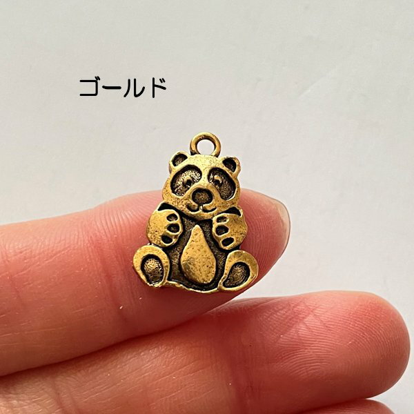 【USA製チャーム】アンティーク風・メタル・デコ・ゴールド・パンダ【a1k2p】
