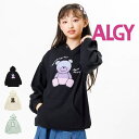 【セール/10%OFF】23'秋冬新作 ALGY アルジー サガラ刺繍ベアフーディー g412923 パーカー 長袖 子供服 ガールズ キッズ ジュニアJr