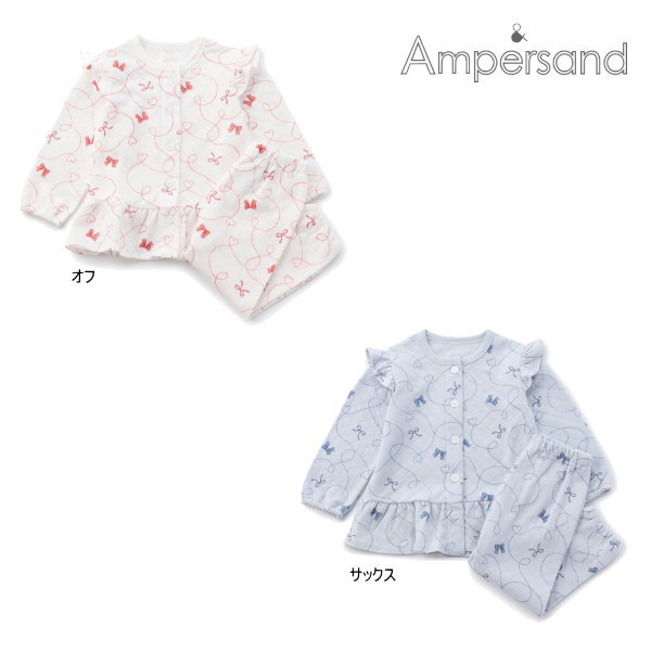 【セール/10%OFF】25'秋冬新作 AMPERSAND アンパサンド リボン柄ニットキルトペプラムパジャマ l558045..