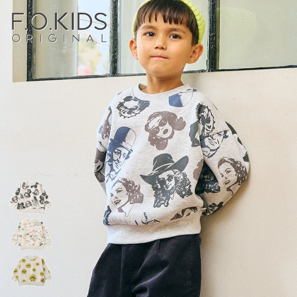 【セール/10%OFF】25'秋冬新作 F.O.KIDS エフオーキッズ 3色3柄総柄トレーナー r511095 長袖 長そで 男の子 女の子 ベビー キッズ 子ども服(4)