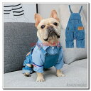 フレンチブルドッグ サロペット おしゃれ かわいい 犬 服 秋 冬 ドッグウェア ジーンズ風 ペット用 中型犬 小型犬 ズボン オールインワン
