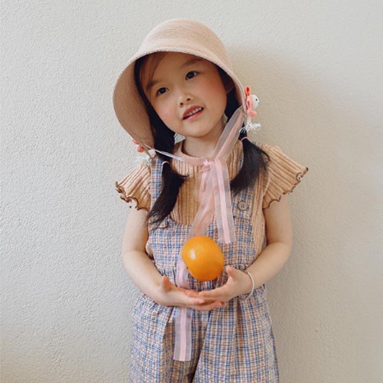 麦わら帽子 キッズ 子供 赤ちゃん 女の子 ベビー 帽子 UVケア 春 夏 日よけ 日除け リボン ひも付き かわいい おしゃれ 紫外線対策 日焼け防