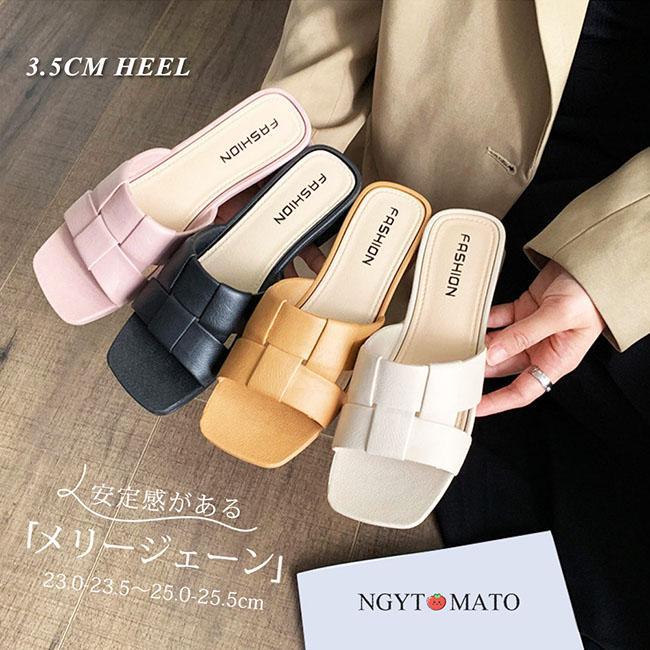 サンダル PVC 軽量 ラバーシューズ レインシューズ ミュール スクエアトゥ ミュールサンダル 雨晴兼用 太めヒール 履きやすい 歩きやすい 梅雨対策 おしゃれ