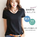 Tシャツ 半袖 レディース 2枚セット カットソー 春 夏 薄手 Vネック 丸ネック 無地 体型カバー ルームウェア 柔らかい 快適