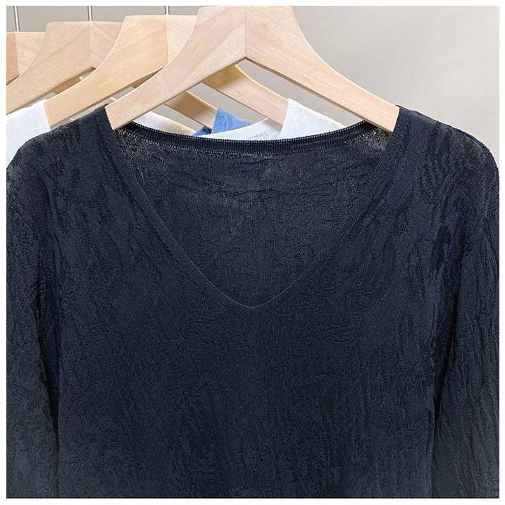 ニットTシャツ レディース 夏ニット 半袖Tシャツ ニット Tシャツ 涼感 涼しい 通気性 半袖 Vネック 柄 トップス カジュアル おしゃれ 着痩せ