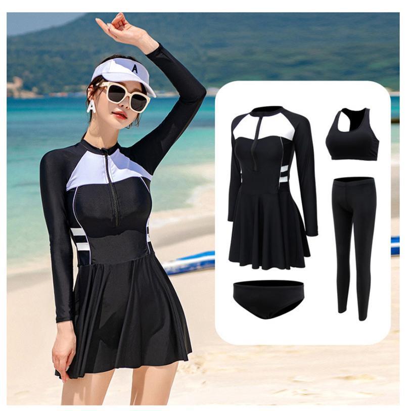 水着 メンズ 長袖　ラッシュガード 3点上下セット 体型カバー フィットネス水着 レギンス セパレート 海パン ショートパンツ 水陸両用 ペア お揃い