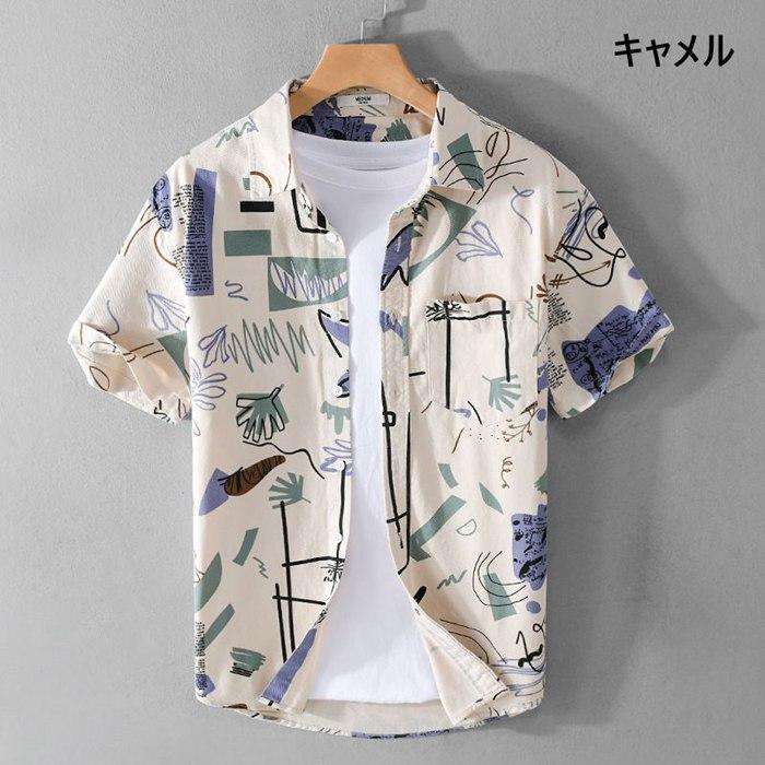 アロハシャツ メンズ カジュアルシャツ 花柄シャツ 半袖シャツ スリム 半袖