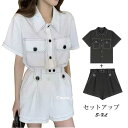 セットアップ 上下セット レディース ショートパンツ 半袖シャツ 2点セット 短パン おしゃれ お出かけ スーツ オフィス 通勤 OL 夏新作(4)