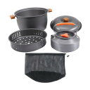 キャンプ用調理器具キット キャンプやアウトドアスポーツ旅行に便利なポータブル食器 1.1Lコーヒーポット付き