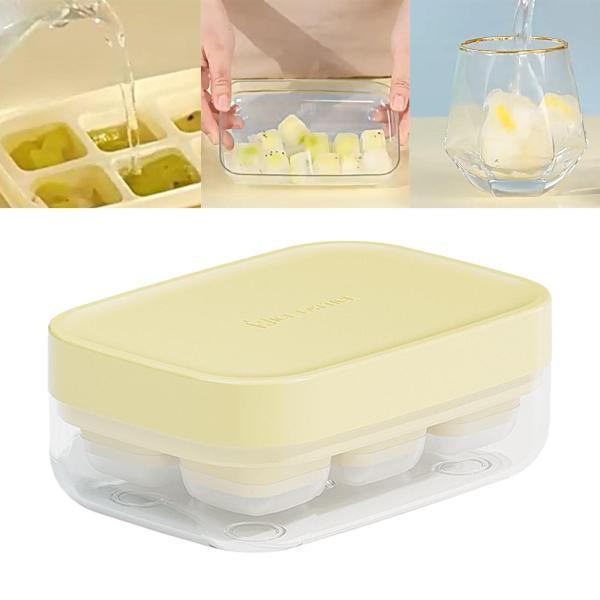 アイスキューブトレイ 多目的 イージーリリース ポータブル コーヒー 飲料 ジュース 6グリッド イエロー