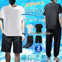 上下セット メンズ ルームウェア 接触冷感 メッシュ 速乾 夏 無地 半袖 Tシャツ ショートパンツ ロングパンツ 吸汗 ドライ 通気性 軽量 父の日