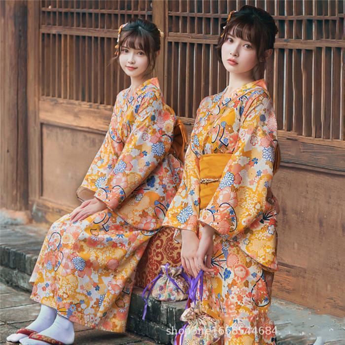 浴衣 レディース 可愛 花柄 浴衣 和服 ゆかた コスチューム 浴衣 簡易な帯 ヘッドアクセサリー 旅館 浴..