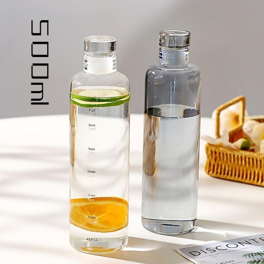 水筒 耐熱ガラス製 水分補給 500ml ウォーターボトル ガラスボトル 直飲み フィルター付き おしゃれ ガラス クリアボトル 目盛り 強化グラス 軽量 直飲み スポ　ジュース 麦茶 アウトドア ジム スポーツ 旅行 フィットネス 登山 通勤 仕事用