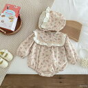 ベビー服 ロンパース 長袖 帽子 2点セット 赤ちゃん 女の子 新生児 ジャンプスーツ ボディスーツ 花柄 可愛い 出産祝い ベビー用品 姉妹 双子 春 夏 秋...