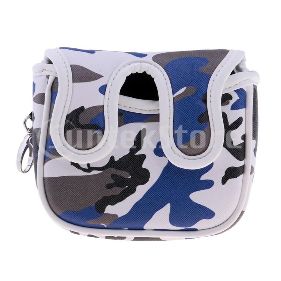 ゴルフマレットパターカバー ヘッドカバー マグネット マレットタイプ対応 ブルー迷彩 磁気閉鎖 なし