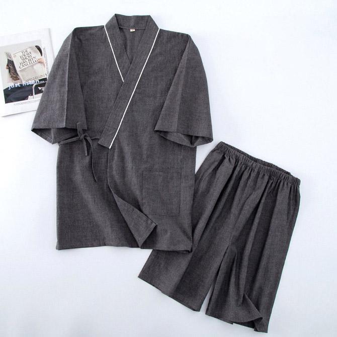 清涼素材 夏 薄手 部屋着 ルームウェア パジャマ 甚平 上下セット 和風
