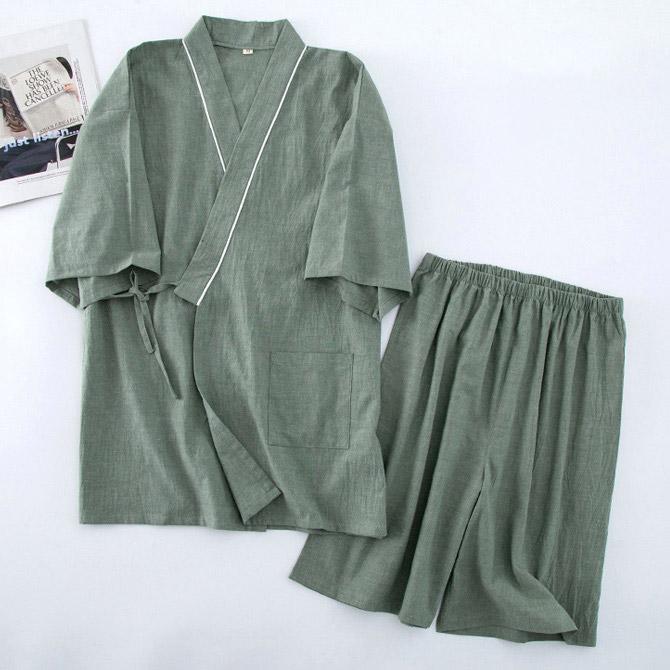 清涼素材 夏 薄手 部屋着 ルームウェア パジャマ 甚平 上下セット 和風