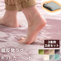 ラグ×ホットカーペット2点セット ラグ 200×250 ホットカーペット 3畳 セット 軽量 滑り止め付 低反発 極厚 冬 カーペット 電気カーペット 長方形 四角 オールシーズン 絨毯 秋 冬用 ダニ退治 3畳用 195×235 足元暖房