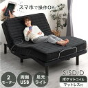 【正午~P5倍】 スマホで操作OK 2モーター 電動ベッド ポケットコイル セット 専用 マットレス 付 USBポート 目覚し ライト シングル セミダブル ダブル リクライニング ベッド リクライニングベッド 電動 無段階調節 介護用ベッド 【超大型】【後払/時間指定NG】