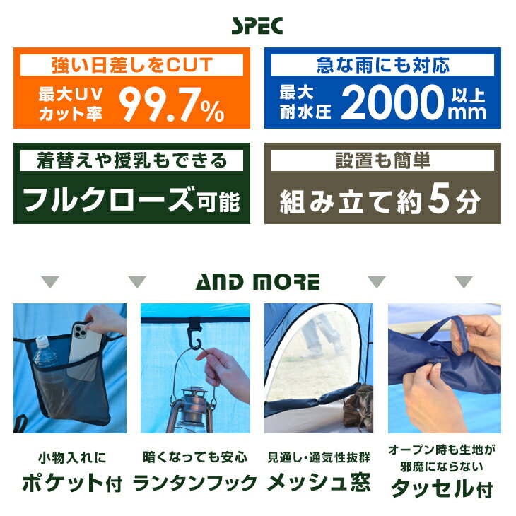  タープ用 サイドテント フルクローズ 簡単設置 UVカット 軽量 耐水 収納ケース付き メッシュ メッシュ窓 グラスファイバー シルバーコーティング サンシェード テント UV カット シェルター 目隠し 日除け 日よけ レジャー キャンプ通販格安セール情報　楽天　通販
