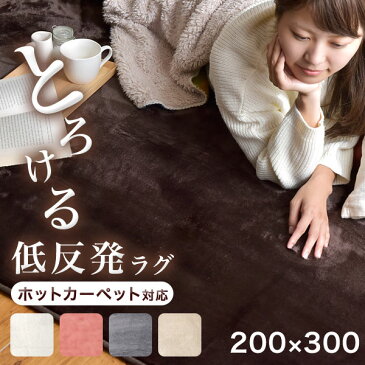 ★20時〜6H全品P5倍★【送料無料】とろける 低反発ラグ 200×300cm ホットカーペット対応 ラグ とろける 滑り止め 付 オールシーズン ラグマット マット ラグカーペット ラグ 厚手 低反発 長方形 四角 4畳 絨毯 秋 冬 冬用 フランネル とろけるラグ