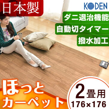 【送料無料】 日本製 フローリング調 カバーのいらない ホットカーペット 2畳 176×176 広電 国産 本体 電気カーペット 床暖房カーペット 暖房器具 2畳用 KODEN ダニ退治 8時間自動切りタイマー タイマー 木目調 撥水 ダニクリーン 木目