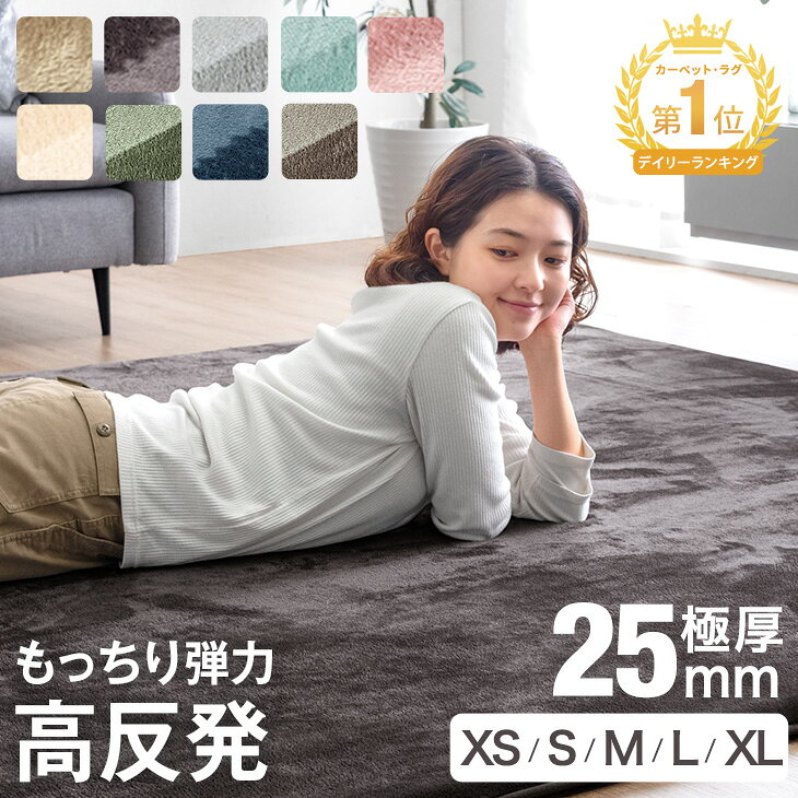 【本日5％引クーポン】 楽天1位 高反発 ラグ 厚手 【防音＆クッション性UP】 極厚 25mm フランネル 防音 滑り止め 1畳 1.5畳 2畳 3畳 4畳 マイクロファイバー ラグマット カーペット 90×180 130×185 185×185 200×250 200×300 春 夏 絨毯 ホットカーペット対応