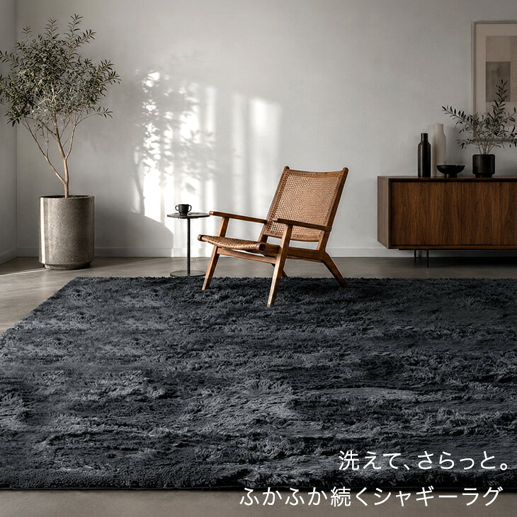 【リニューアル特価！更に4日20時~5％引クーポン】 さらふわ手触り 洗える 高密度 シャギーラグ 防汚 防音 滑り止め シャギー ラグ ラグマット 100×135 135×185 185×185 200×250 200×300 北欧 長方形 1畳 2畳 2.5畳 3畳 4畳 厚手 無地 カーペット 絨毯 おしゃれ 春 秋 tansu-10005712 タンスのゲン Design the Future サンプル画像2