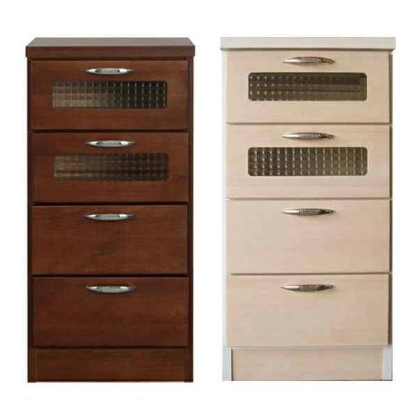 Rakuten - チェスト ホワイト 茶 4段 クロスガラス 小さめ 収納 たんす タンス 箪笥 洋服 クローゼット リビング 寝室 子供部屋 ブラウン